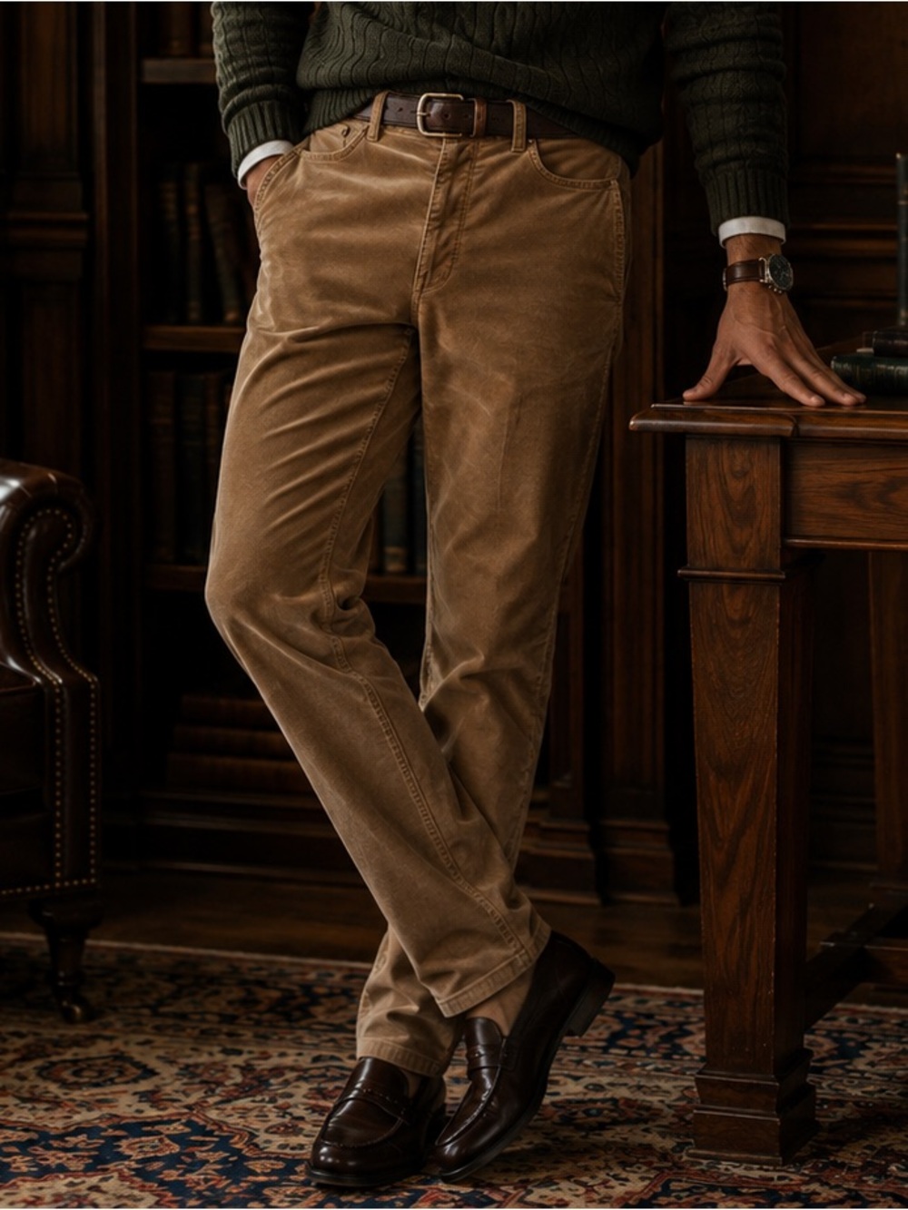 Polo Ralph Lauren Men's Varick Slim Straight Corduroy Pants Brown Preppy Classic